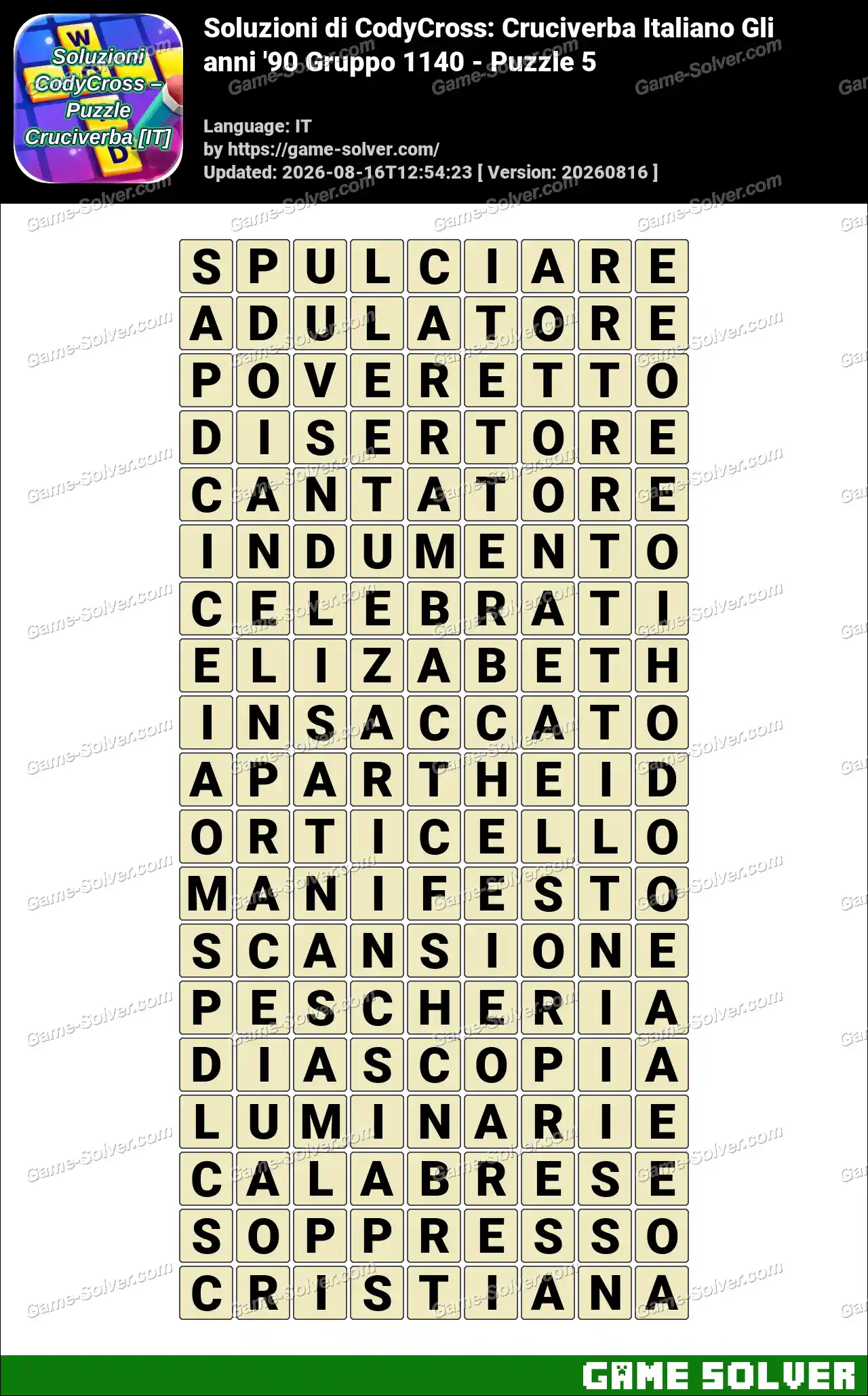 Soluzioni di CodyCross: Cruciverba Italiano Gli anni ’90 Gruppo 1140 – Puzzle 5